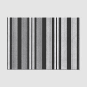 Papier Mousseline Motif rayé blanc et gris noir