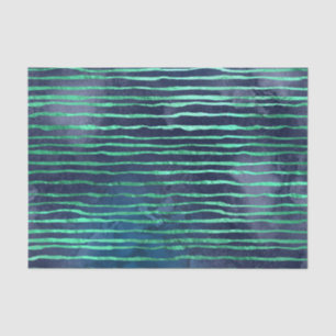 Papier Mousseline Motif rayé bleu marine et bleu aqua