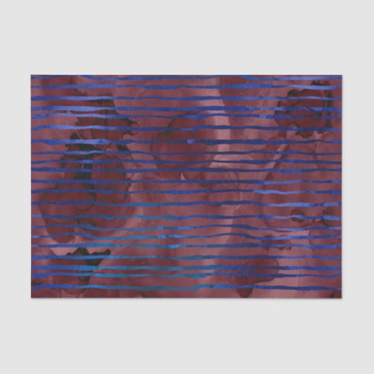 Papier Mousseline Motif rayé bleu marine et bordeaux (Recto)