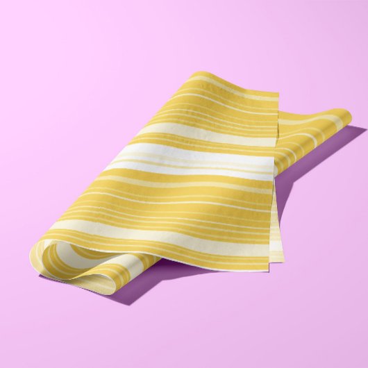 Papier Mousseline Motif rayé jaune