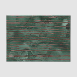 Papier Mousseline Motif rayé vert émeraude et cuivre