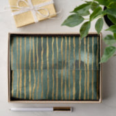 Papier Mousseline Motif rayé vert et or (Cadeau)