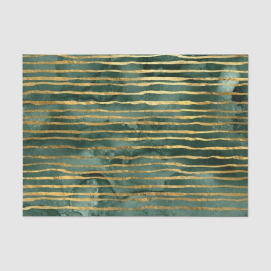 Papier Mousseline Motif rayé vert et or (Recto)
