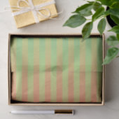 Papier Mousseline Motif rayé vert orange (Cadeau)