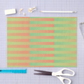Papier Mousseline Motif rayé vert orange (Artisanat)