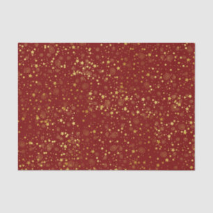 Papier Mousseline Motif Red & Golden Star