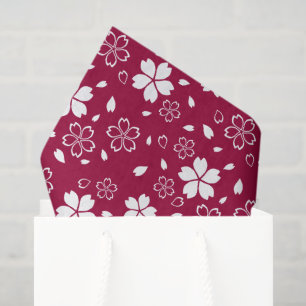 Papier Mousseline Motif Red Sakura