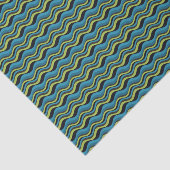 Papier Mousseline Motif rétro Super bleu vert gris mer vague (Détail)