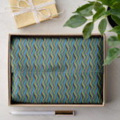 Papier Mousseline Motif rétro Super bleu vert gris mer vague (Cadeau)
