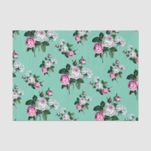 Papier Mousseline Motif rose chic minable vintage de roses blancs