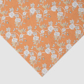 Papier Mousseline Motif Rose de la Chinoiserie orange (Détail)