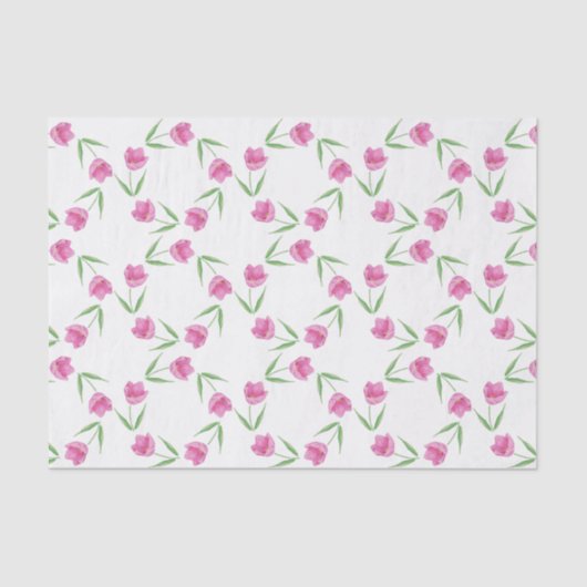 Papier Mousseline Motif rose de tulipes d'aquarelle (Recto)