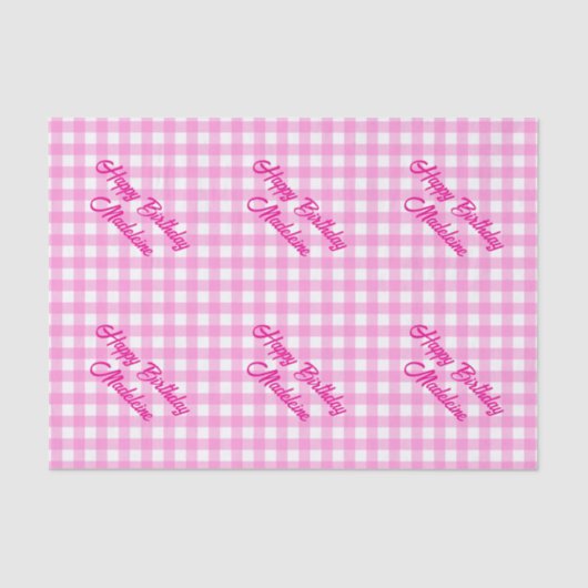Papier Mousseline Motif rose et blanc En vichy (Recto)