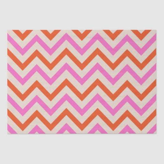 Papier Mousseline Motif rose et orange Zigzag Chevron (Recto)