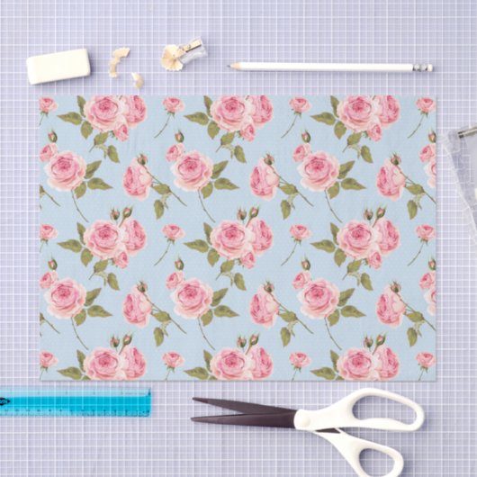 Papier Mousseline Motif rose et Pois (Artisanat)