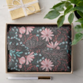 Papier Mousseline Motif rose et Turquoise floral foncé (Cadeau)
