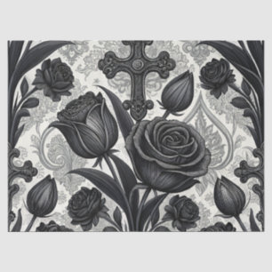 Papier Mousseline Motif Rose Gothique Foncé (2)
