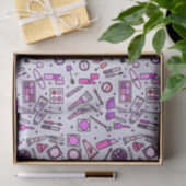 Papier Mousseline Motif rose illustré de maquillage (Cadeau)