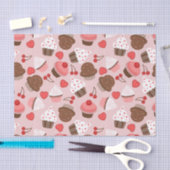 Papier Mousseline Motif rose mignon de petits gâteaux, de coeurs et (Artisanat)