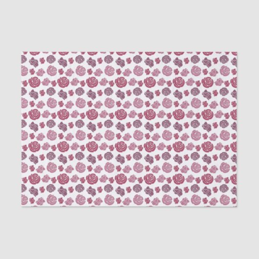 Papier Mousseline Motif Rose mignon rose et violet (Recto)