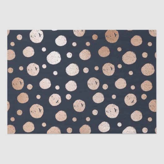 Papier Mousseline motif rose or et points noirs (Recto)