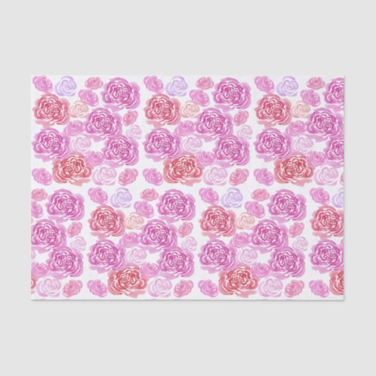 Papier Mousseline Motif Rose Pastel Aquarelle (Recto)