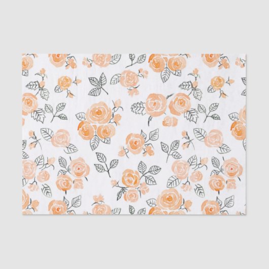 Papier Mousseline Motif rose Peach (Recto)