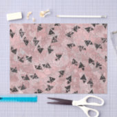 Papier Mousseline Motif Rose rose or et triangles noir (Artisanat)