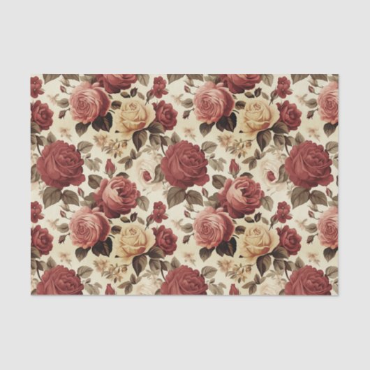 Papier Mousseline Motif Rose vintage du Victoria (Recto)