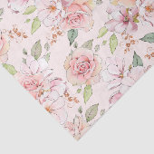 Papier Mousseline Motif rose vintage rose doux (Détail)