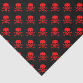 Papier Mousseline Motif rouge de crâne et d'os croisés (Détail)