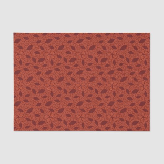 Papier Mousseline Motif rouge de feuille sur l'orange (Recto)