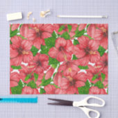 Papier Mousseline Motif rouge hibiscus II (Artisanat)