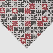 Papier Mousseline Motif rouge noir blanc géométrique folk (Détail)