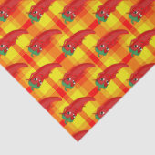 Papier Mousseline Motif rouge Pepper Diva orange jaune Plaid (Détail)