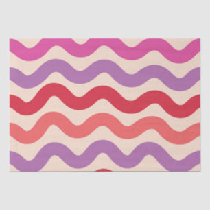 Papier Mousseline Motif rouge rose violet rétro Abstrait Waves