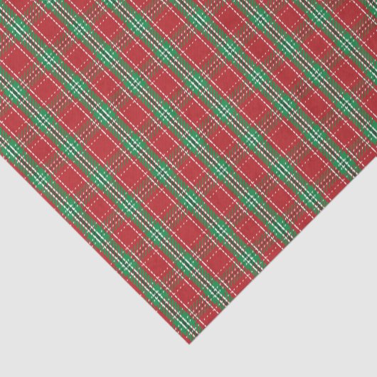Papier Mousseline Motif rouge vert plaid Noël (Détail)