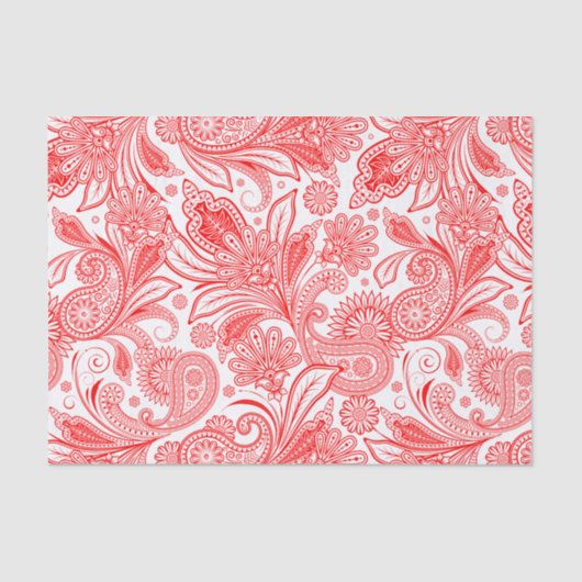 Papier Mousseline Motif rouge Vintage Paisley (Recto)