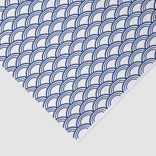 Papier Mousseline Motif Royal Blue Seigaiha (Détail)