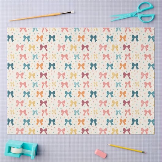 Papier Mousseline Motif ruban coquette à pois (Artisanat)