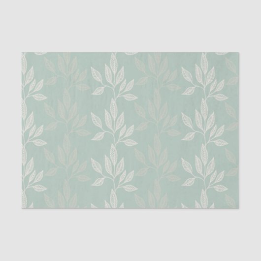 Papier Mousseline Motif Sage Green & Gold Gum Leaf (Recto)