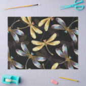 Papier Mousseline Motif sans couture avec libellules d'or (Artisanat)