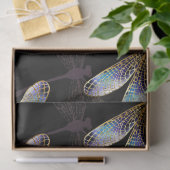Papier Mousseline Motif sans couture avec libellules d'or (Cadeau)