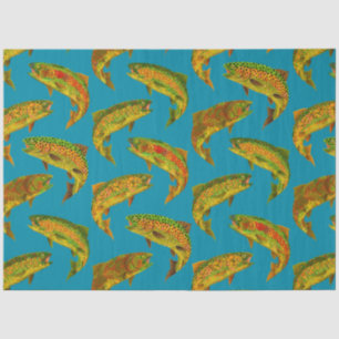 Papier Mousseline Motif sans couture de truite arc-en-ciel de la feu