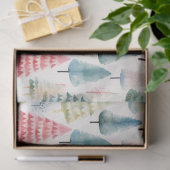 Papier Mousseline Motif sapins de Noël pastel colorés (Cadeau)