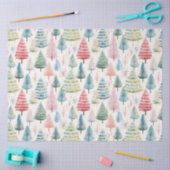 Papier Mousseline Motif sapins de Noël pastel colorés (Artisanat)
