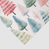 Papier Mousseline Motif sapins de Noël pastel colorés (Détail)