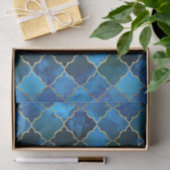 Papier Mousseline Motif Sapphire Gemstone & Gold Marocain Carrelage (Cadeau)