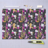 Papier Mousseline Motif saxophone coloré moderne (Artisanat)