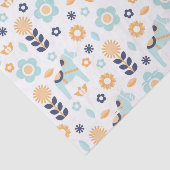 Papier Mousseline motif scandinave bleu jaune-orange d'art populaire (Détail)